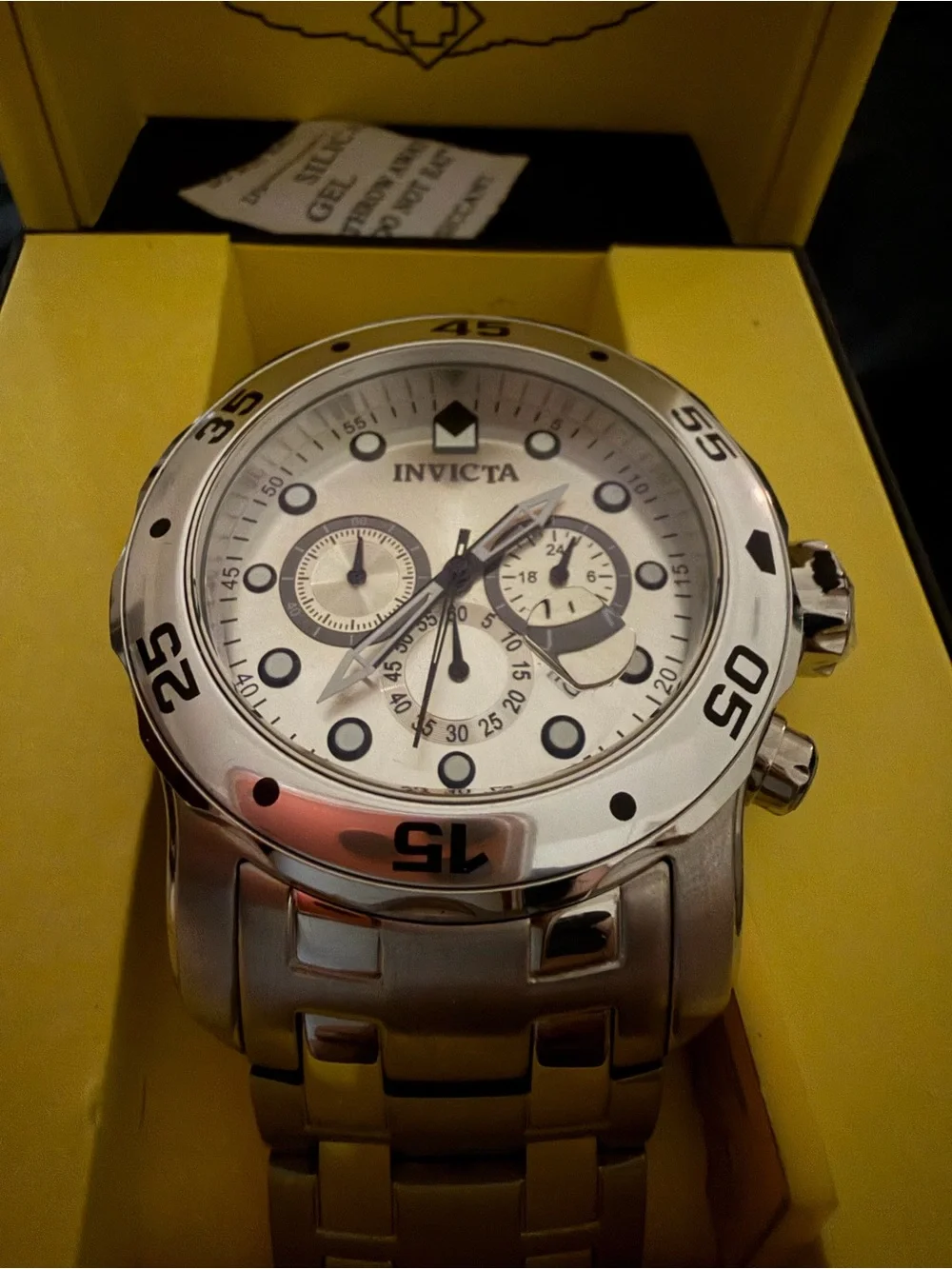 Invicta Silver Stainless Steel Bracelet Watch with Clasp Emblem